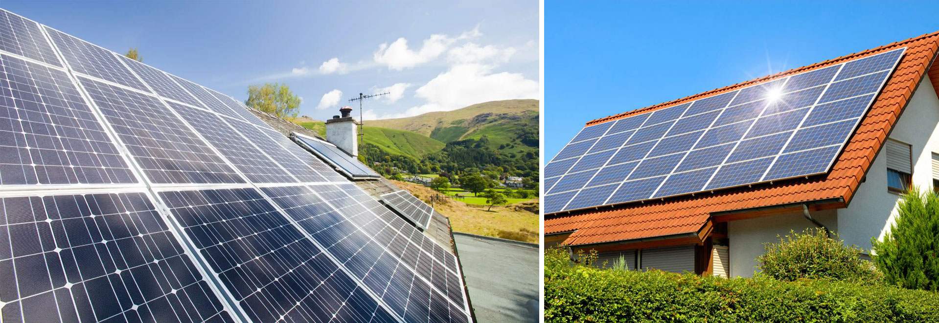 Banner image of our solar installs and solar PV panels